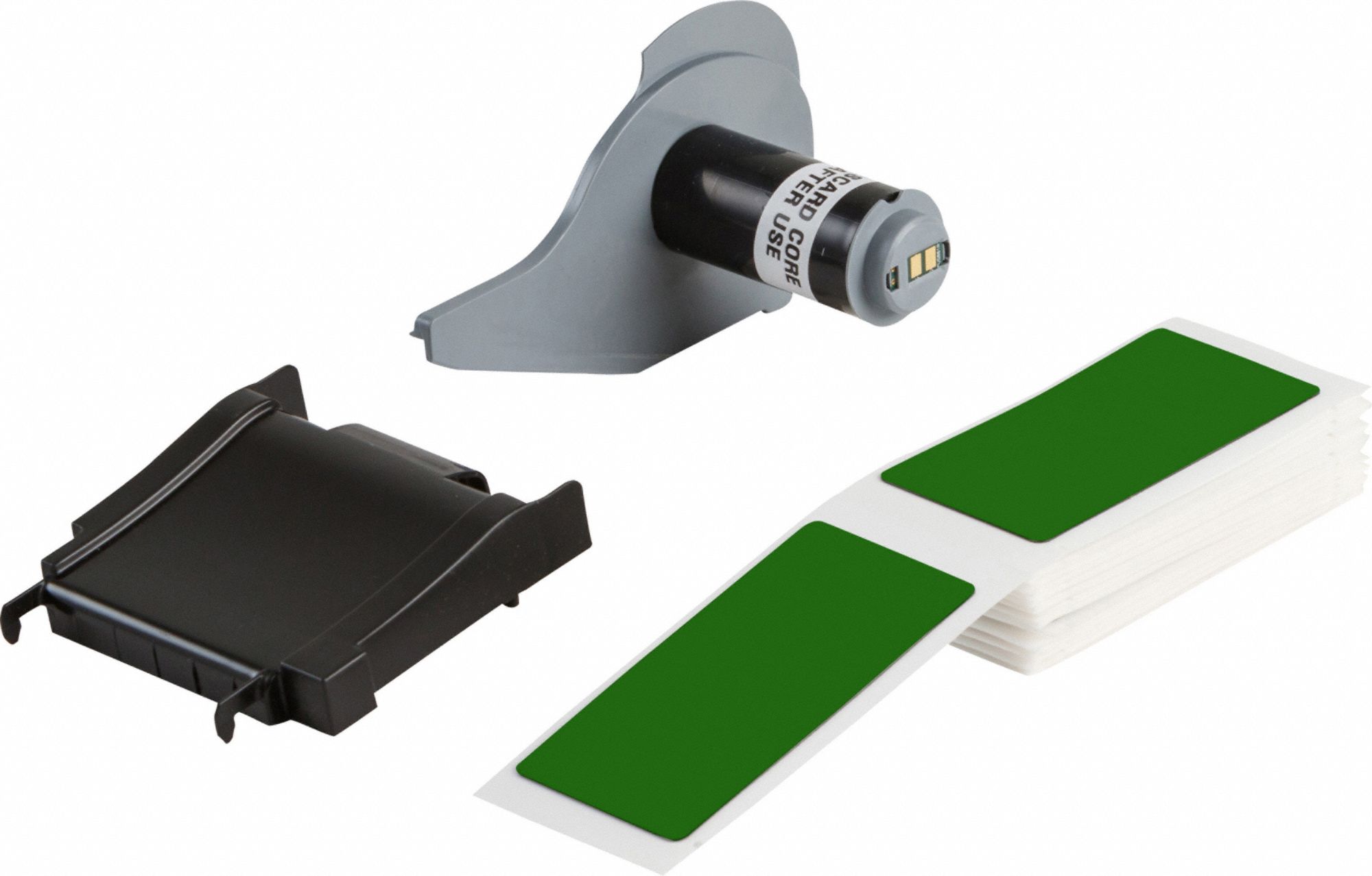 Pre-Cut Label Stock Roll: 1 29/32 in x 1 29/32 in, Polyester, Green (Gloss), 25 Labels per Roll