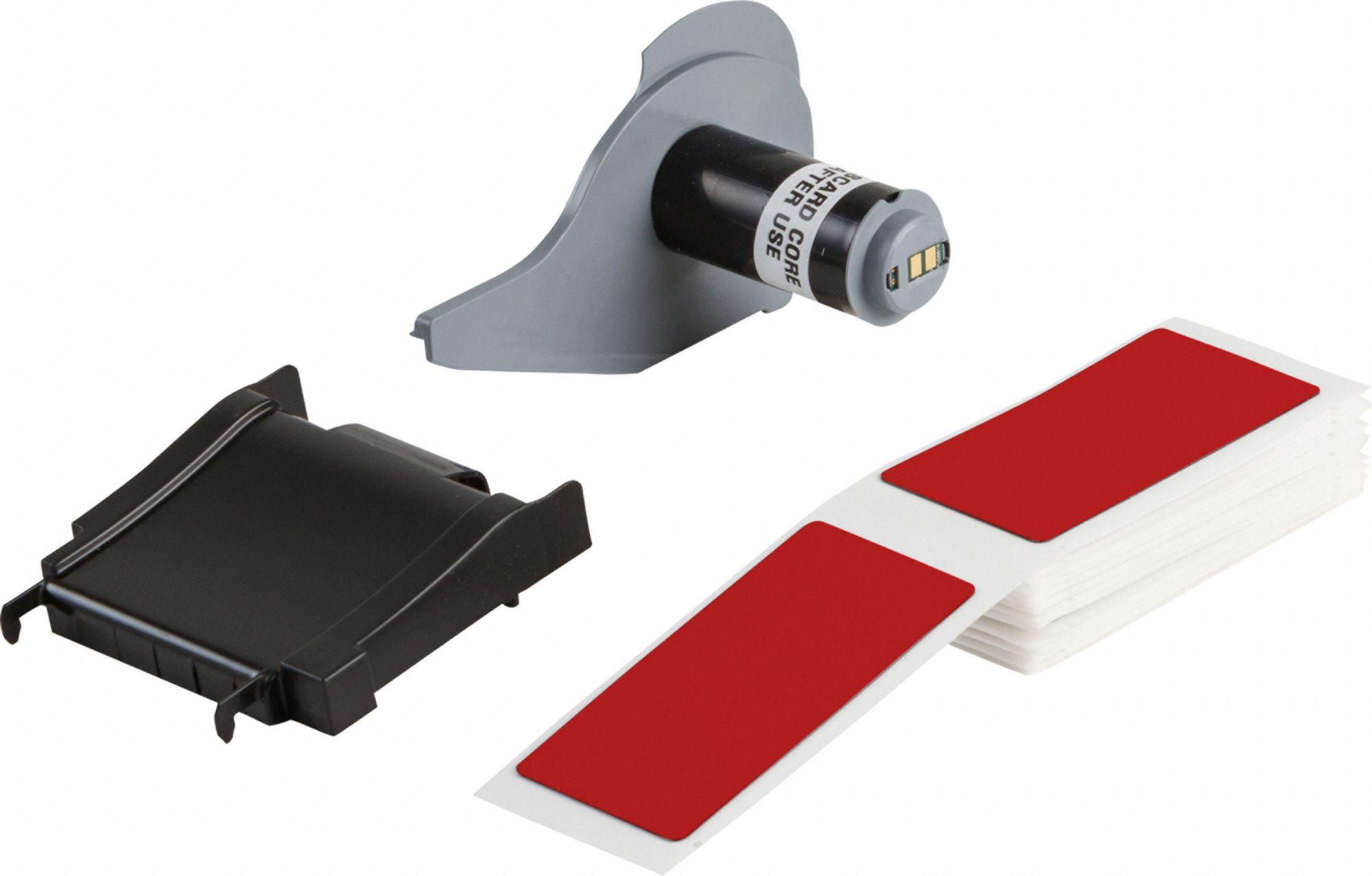 Pre-Cut Label Stock Roll: 1 29/32 in x 1 29/32 in, Polyester, Red (Gloss), 25 Labels per Roll