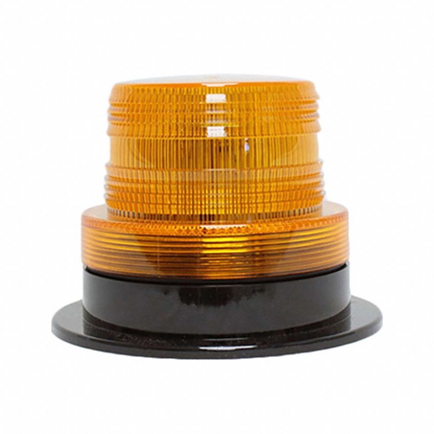 Strobe Light: Amber, LED, 5 3/32 in Overall Lg, 3 29/32 in Overall Wd, 5 in Overall Ht