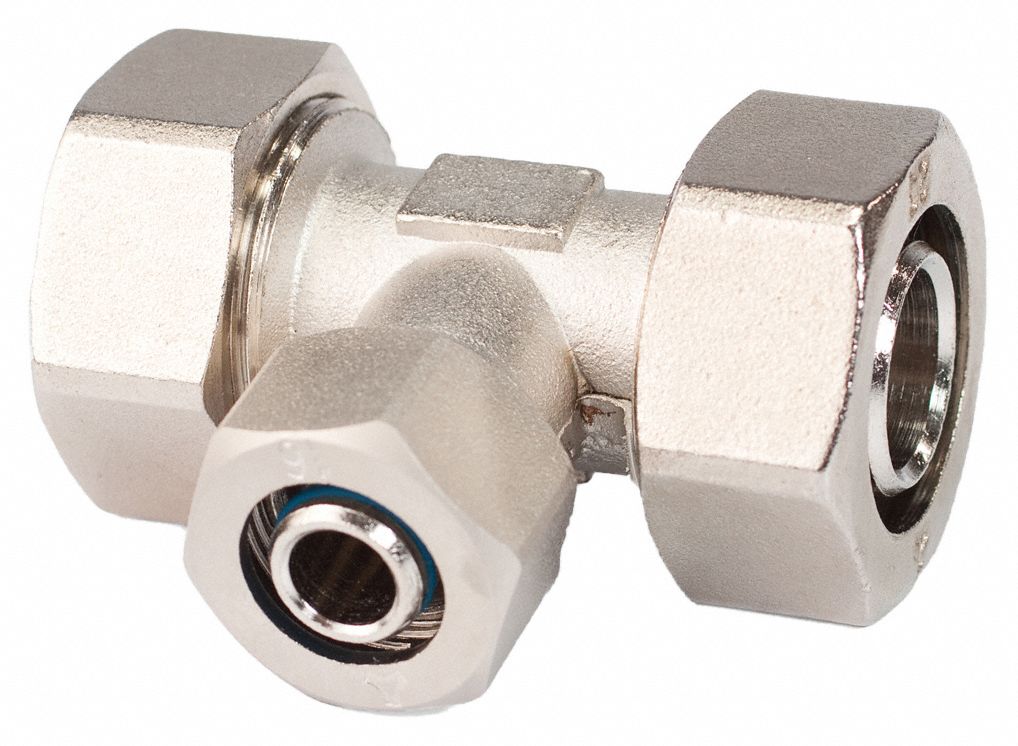 Compression Tee Fitting: 1 in OD 1 in OD 1/2 in OD Fitting Size, Reducer, Brass