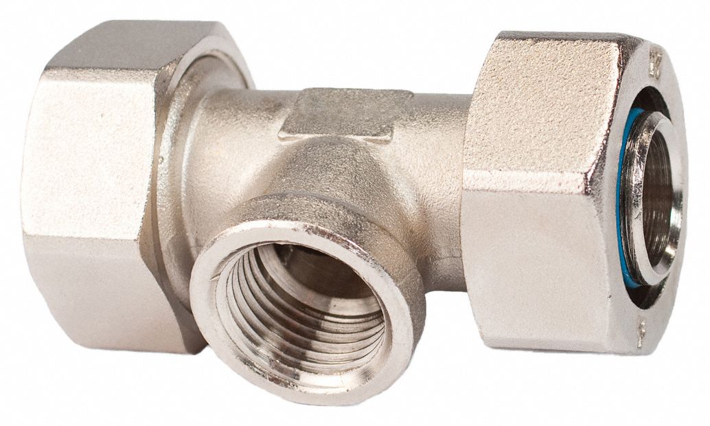 Compression Tee Fitting: 5/8 in OD 5/8 in OD 1/2 in Pipe Fitting Size, Reducer, Brass