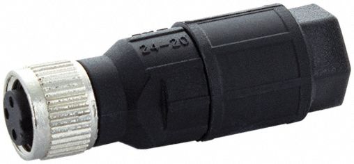 Circular Connector: A Coded, 3 Socket, M8 Screw with Straight Connection, IP65/IP67