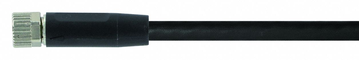 Cordset: M8 Female Straight X Bare Wire, 4 Pins, Black, PUR, 1.5 m Cable Lg, 24 AWG Wire Size