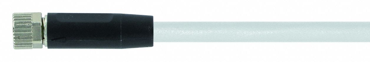 Cordset: M8 Female Straight X Bare Wire, 4 Pins, Gray, PVC, 15 m Cable Lg, 24 AWG Wire Size