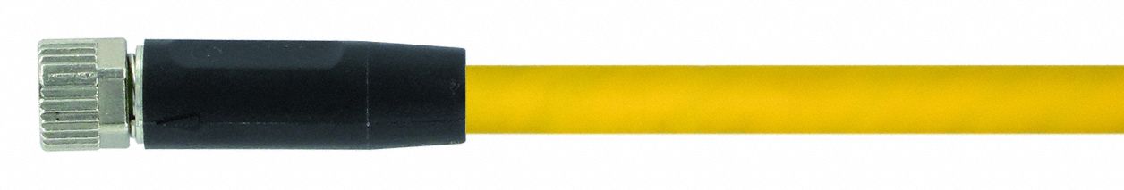 Cordset: M8 Female Straight X Bare Wire, 4 Pins, Yellow, PUR, 1.5 m Cable Lg, 24 AWG Wire Size
