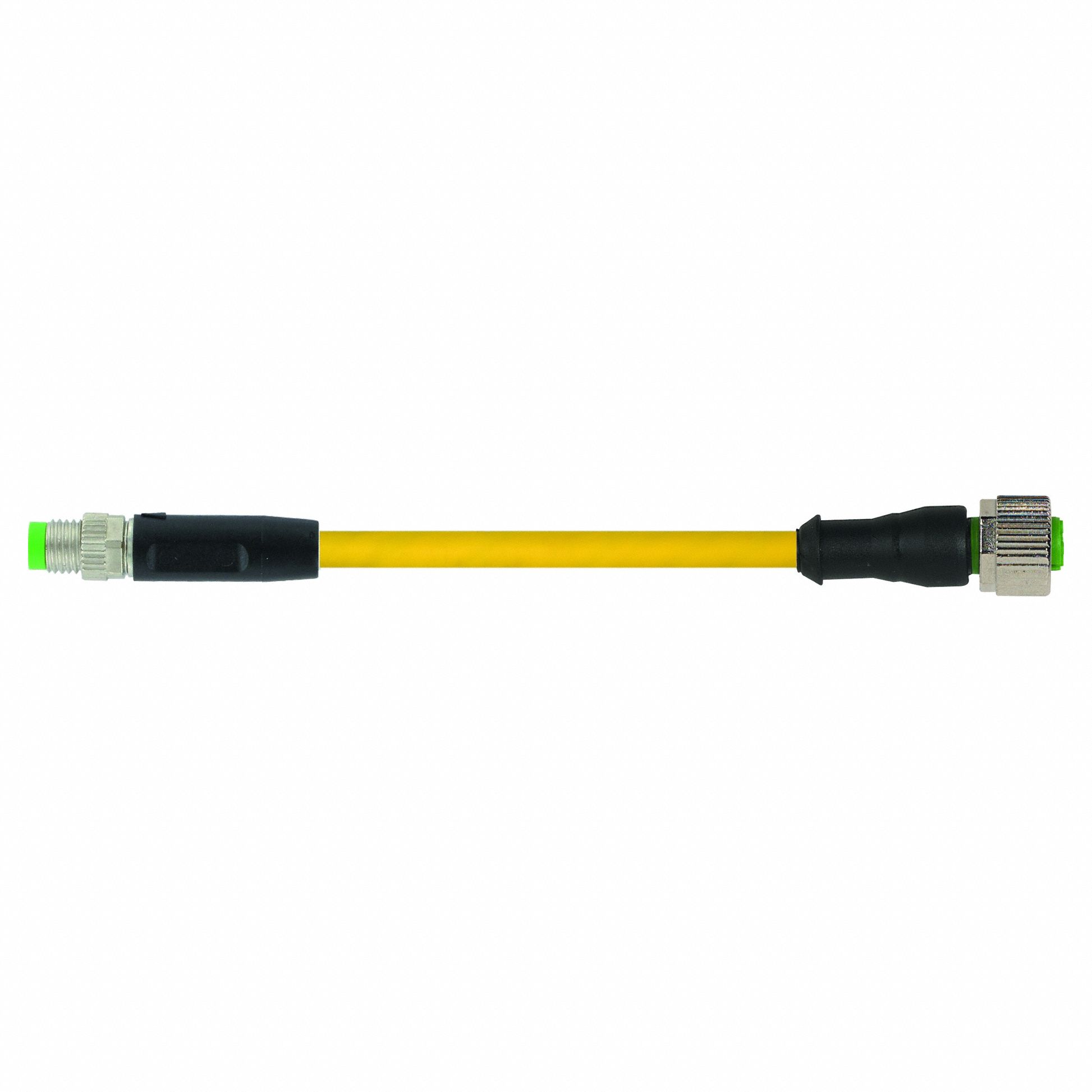 Cordset: M8 Male Straight X M12 Female Right Angle, PUR, Yellow, 0.3 m Cable Lg