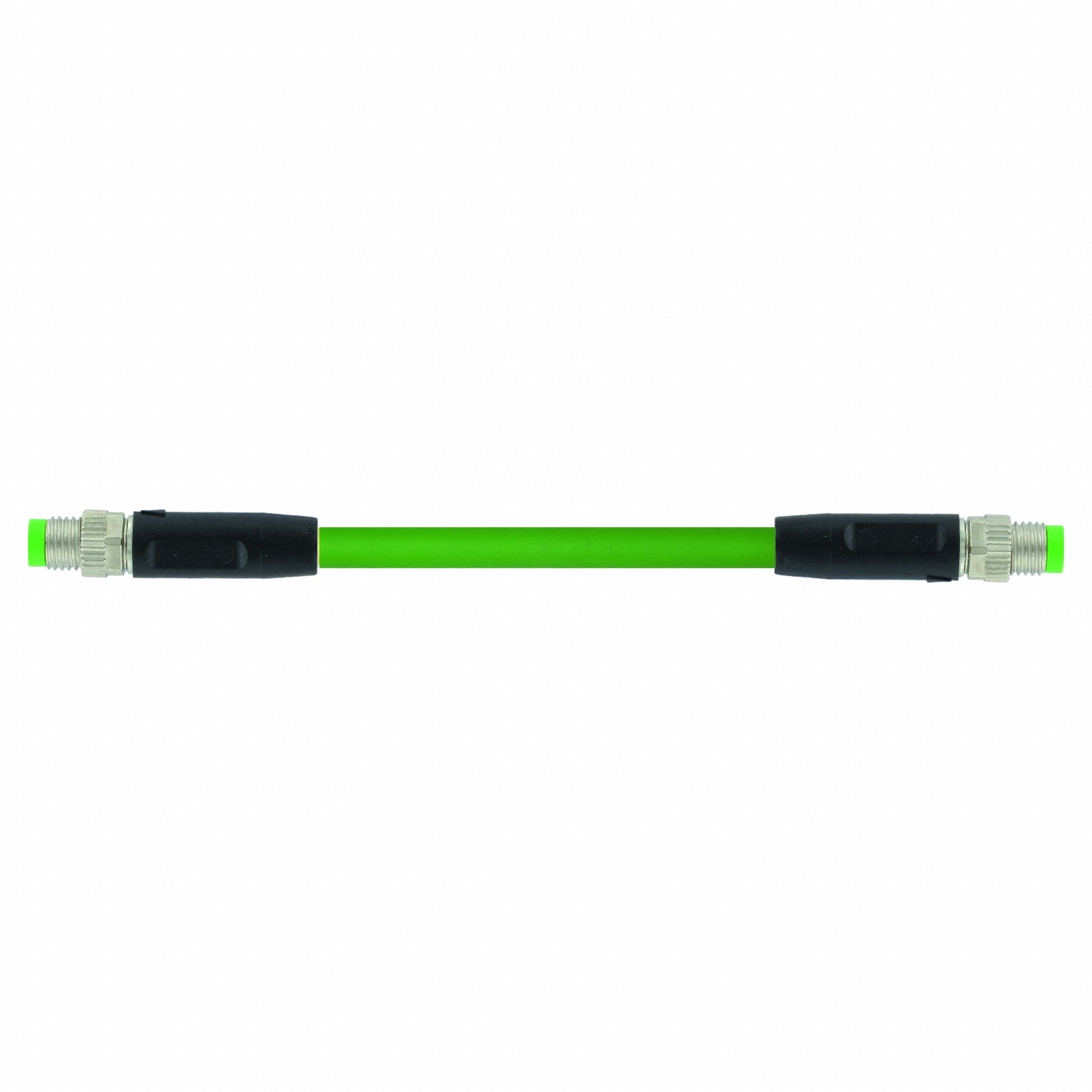 Cordset: Cat5, M8 Male Straight x M8 Male Straight, 1.5 m Lg, PUR, Green, A Coding, A
