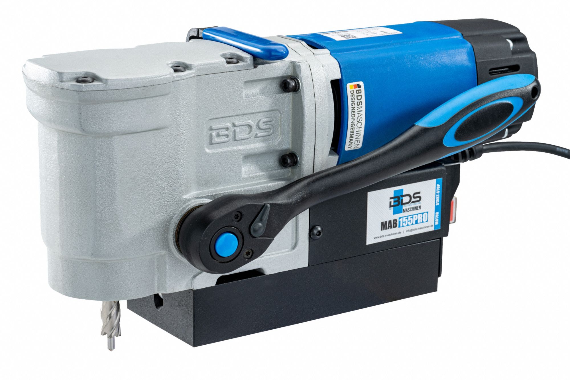 CS UNITEC Magnetic Drill: 320 RPM – 320 RPM, Electric Magnet, 1 1/2 in Drill Travel, 110V AC (MPN MAB 155 PRO). Key specifications — attr1253941: Weldon; attr1253957: Electric; attr1253912: CS UNITEC.
