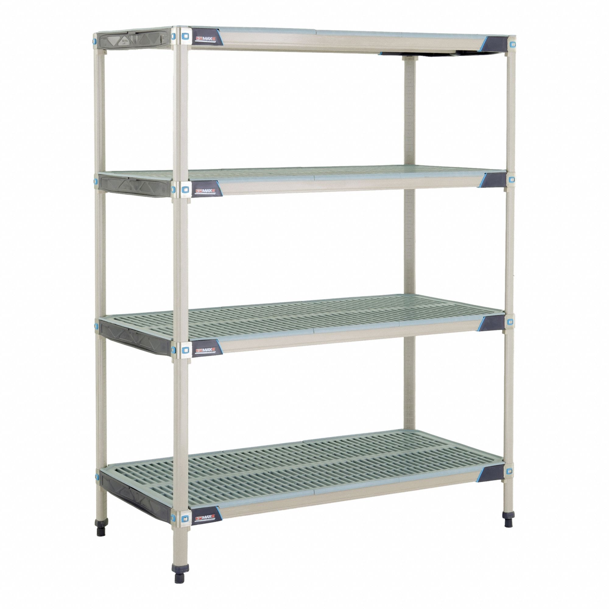 Plastic Industrial Shelving: 18 in x 24 in, 62 in Overall Ht, 4 Shelves, Antimicrobial