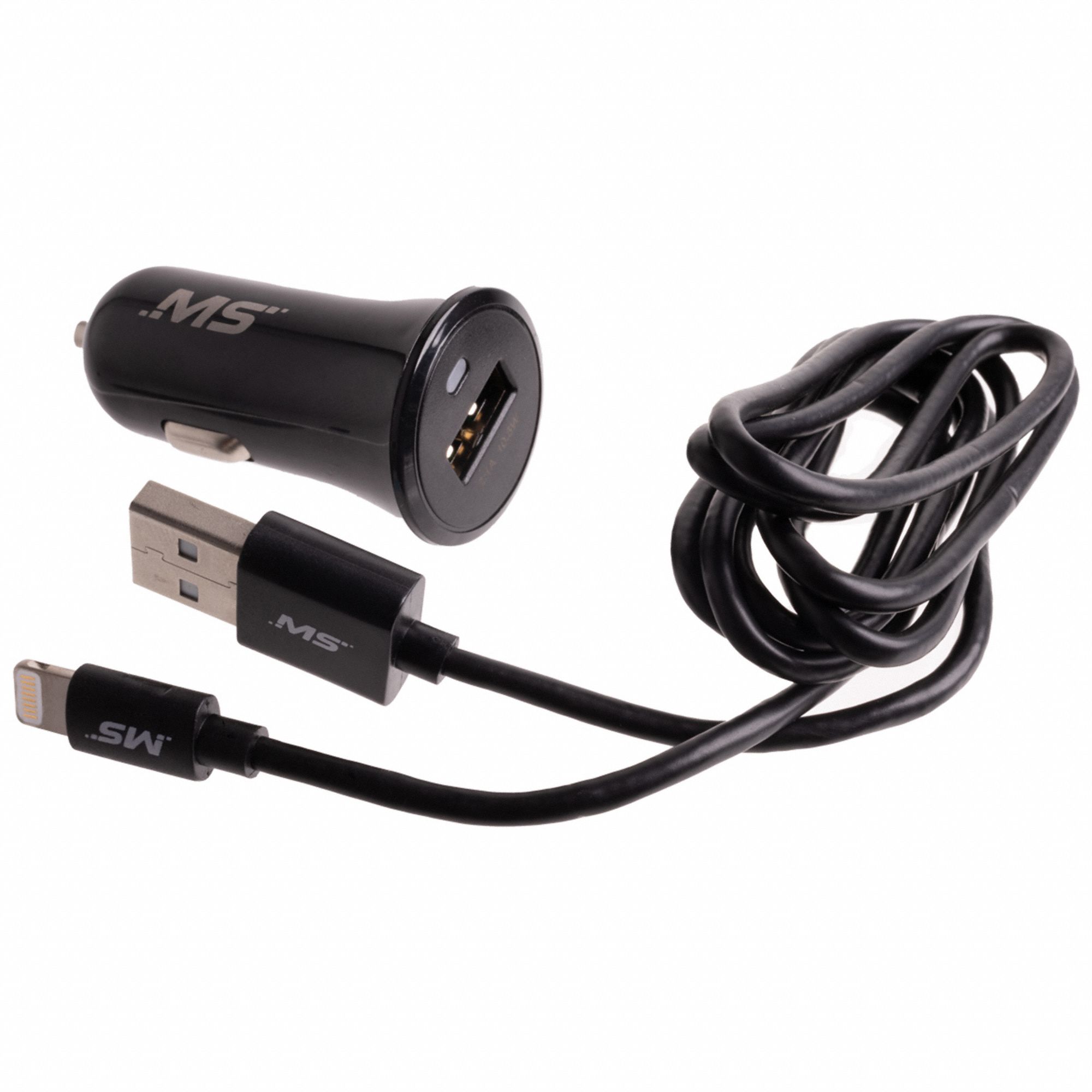 Standard USB Cable: Lightning End 1, Type C End 2, Black, 48 in Lg, 2.0 USB Specification