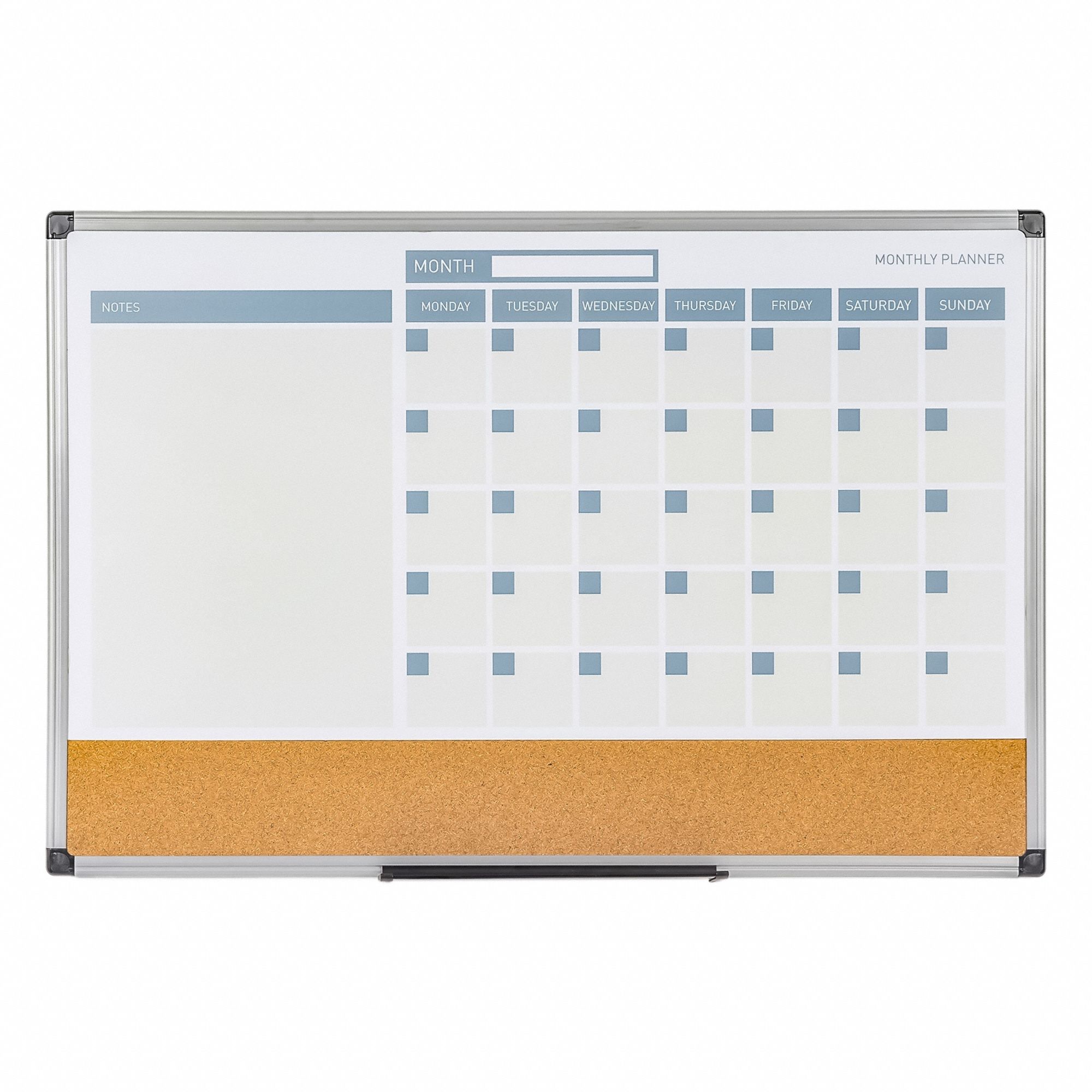 Calendar Planning Board: 23 3/4 in Board Ht - Side 1, 35 3/4 in Board Wd - Side 1, Steel, Not Adj