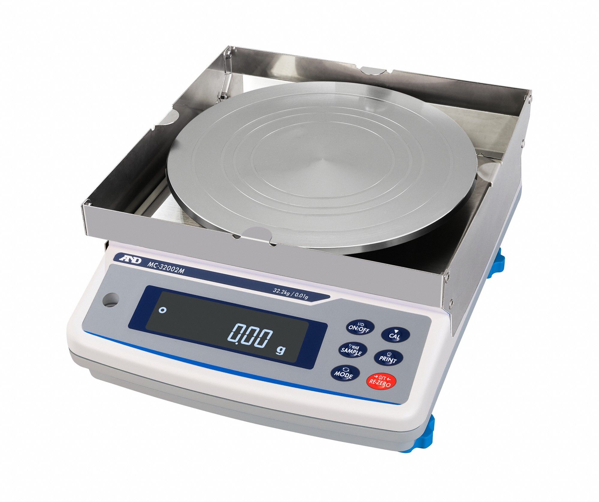 A&D WEIGHING Lab Scale: 32,300 g Capacity, 0.01 g Readability, 0.015 g Repeatability, ABS (MPN MC-32002MS). Key specifications — Brand: A&D WEIGHING; Display Type: LCD.