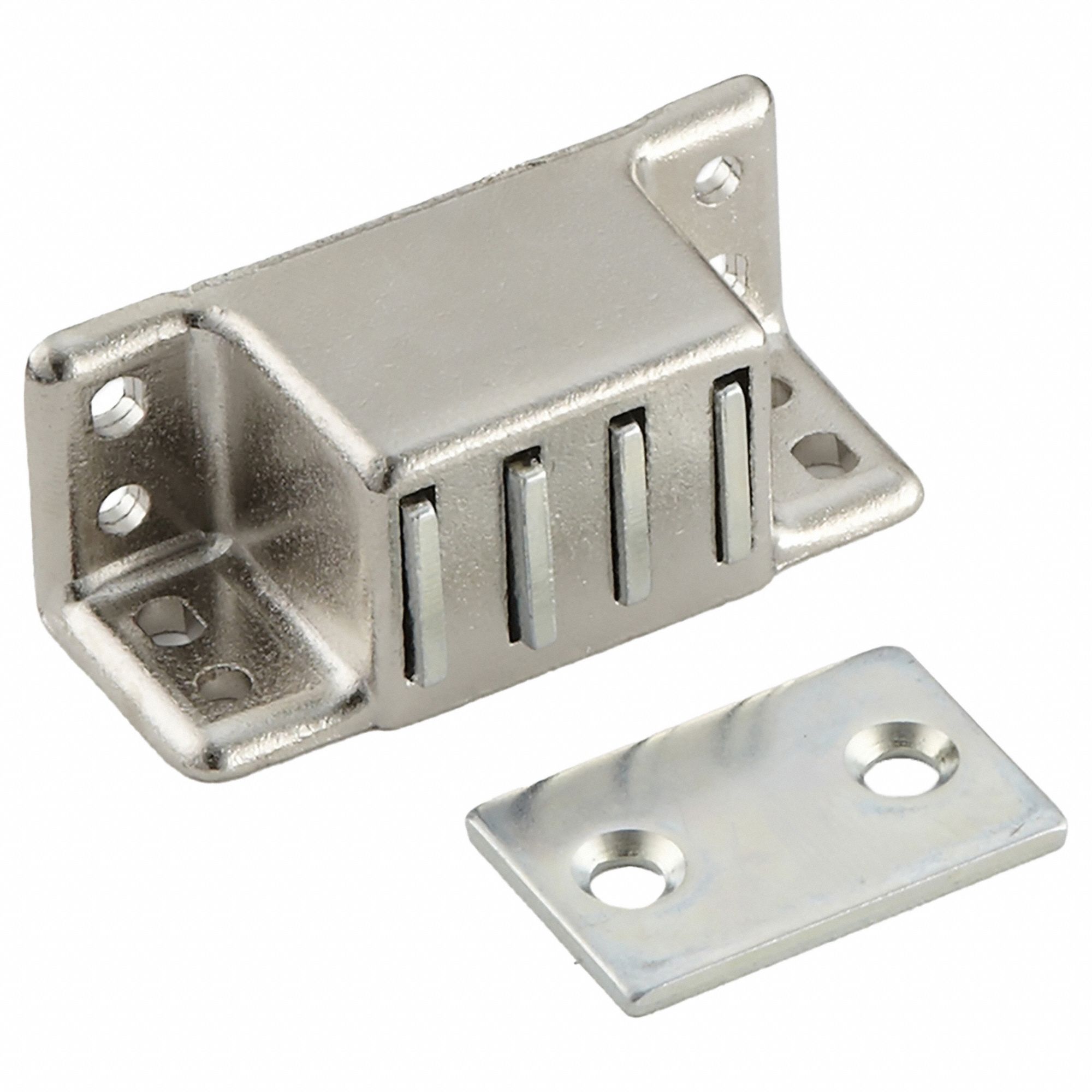 Door Catch: Steel, Magnetic, 13/16 in Ht, 1 15/16 in Wd