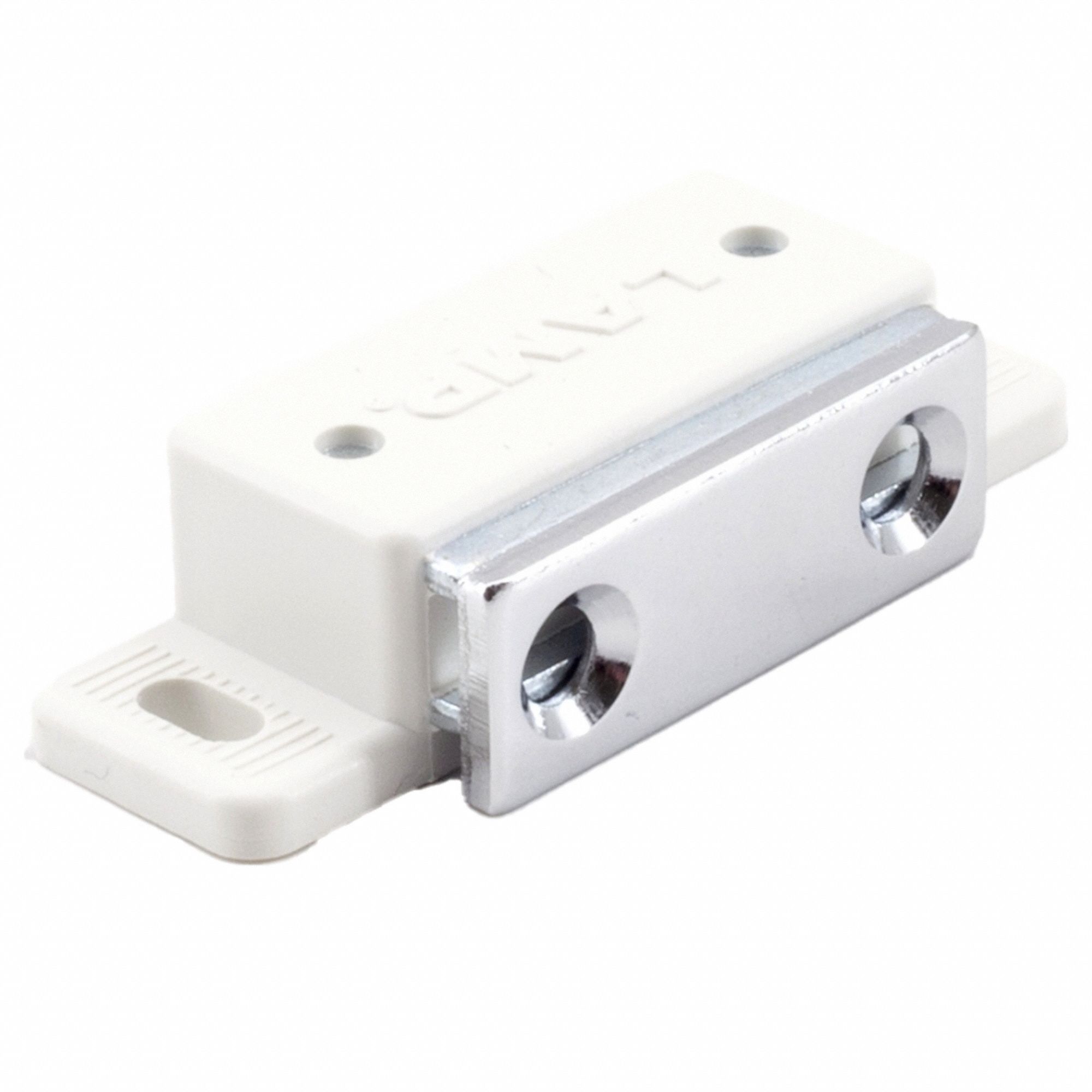 Door Catch: Plastic, Magnetic, 5/8 in Ht, 2 in Wd