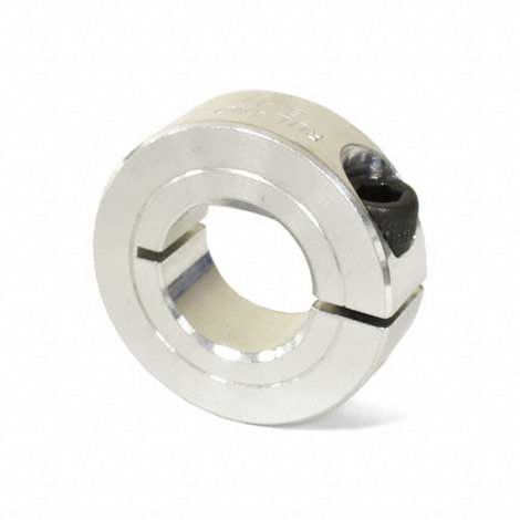 D-Bore Shaft Collar: 1-Piece, Metric, D, Clamp On, 10 mm Bore Dia, Aluminum