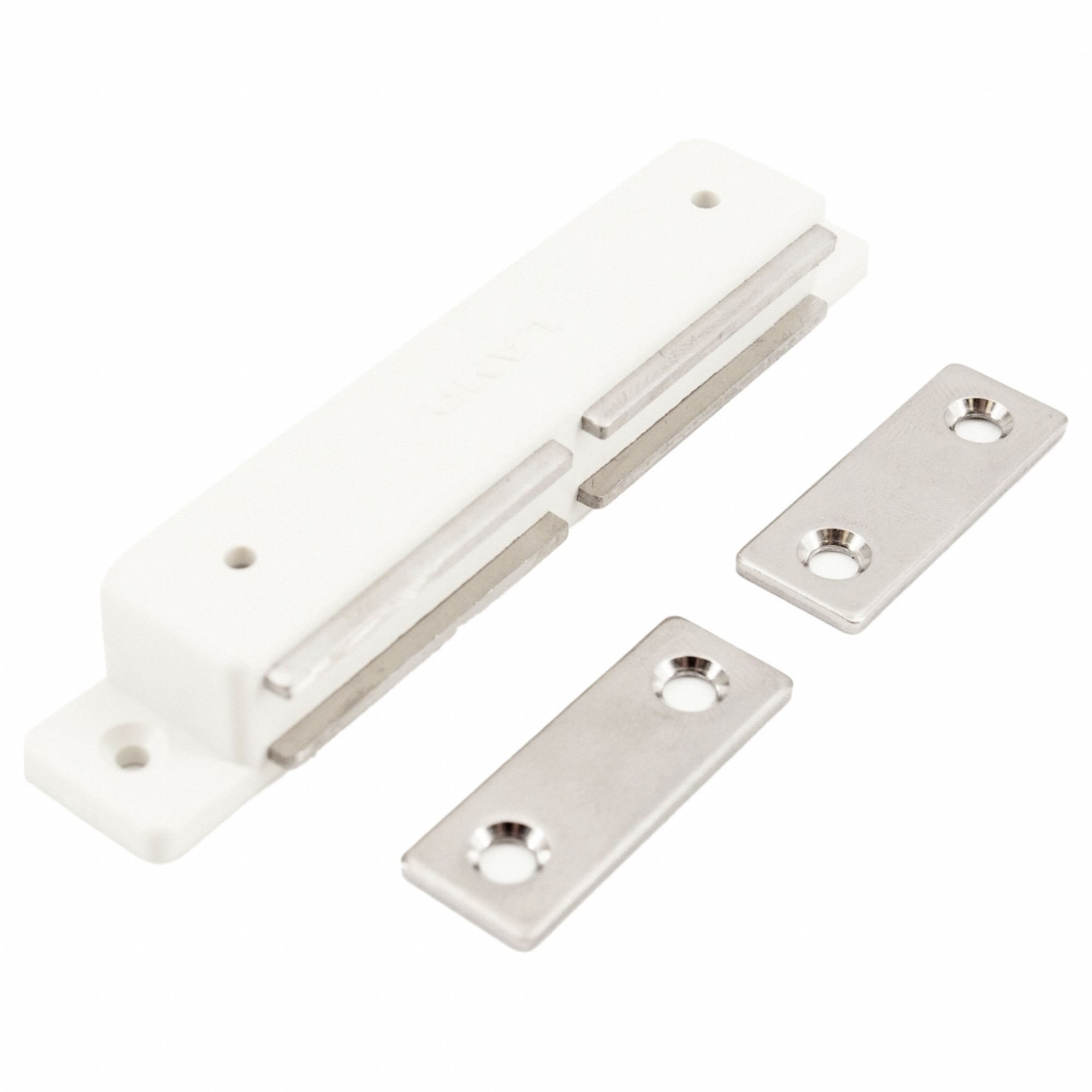 Door Catch: Plastic, Magnetic, 5/8 in Ht, 4 3/16 in Wd