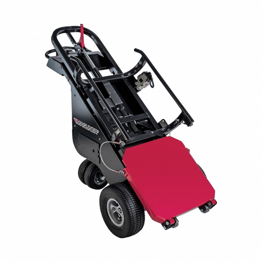 MAGLINER Powered Dewar Cart: 1,100 lb Cap, Flow-Back, Steel, 13 in, Flat Free, Flow-Back, 6 hr (C) (MPN MDC90B). Key specifications — Frame Type: Rounded Back; Frame Material: Steel; Brand: MAGLINER.