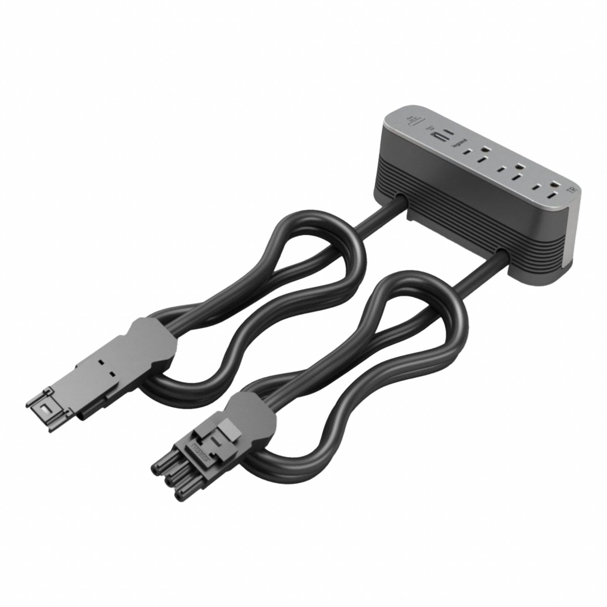 Furniture Power Outlet: 3 Outlets, Type A/Type C, Silver, 3 ft Power Cord Lg, Rectangular