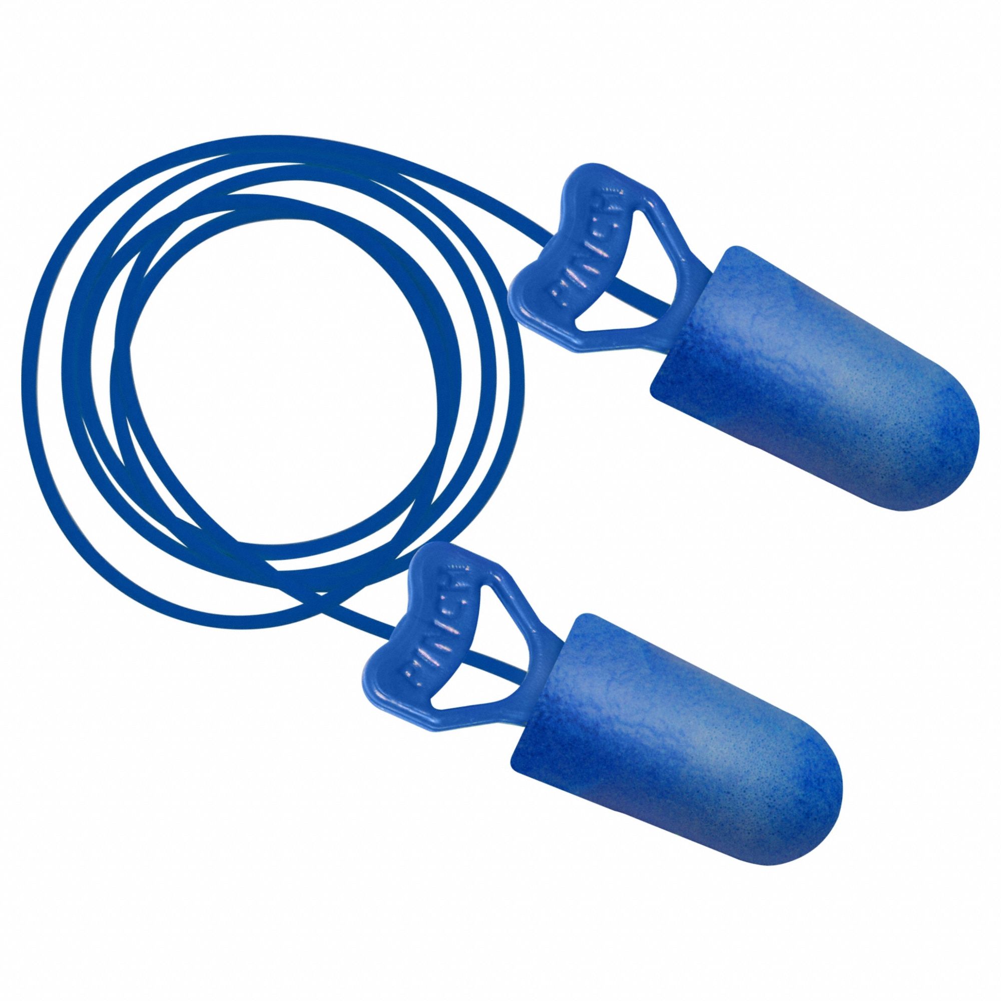 Earplugs: Bullet, 32 dB NRR, Metal-Detectable, Corded, Disposable, Push-In, Blue, 100 PK