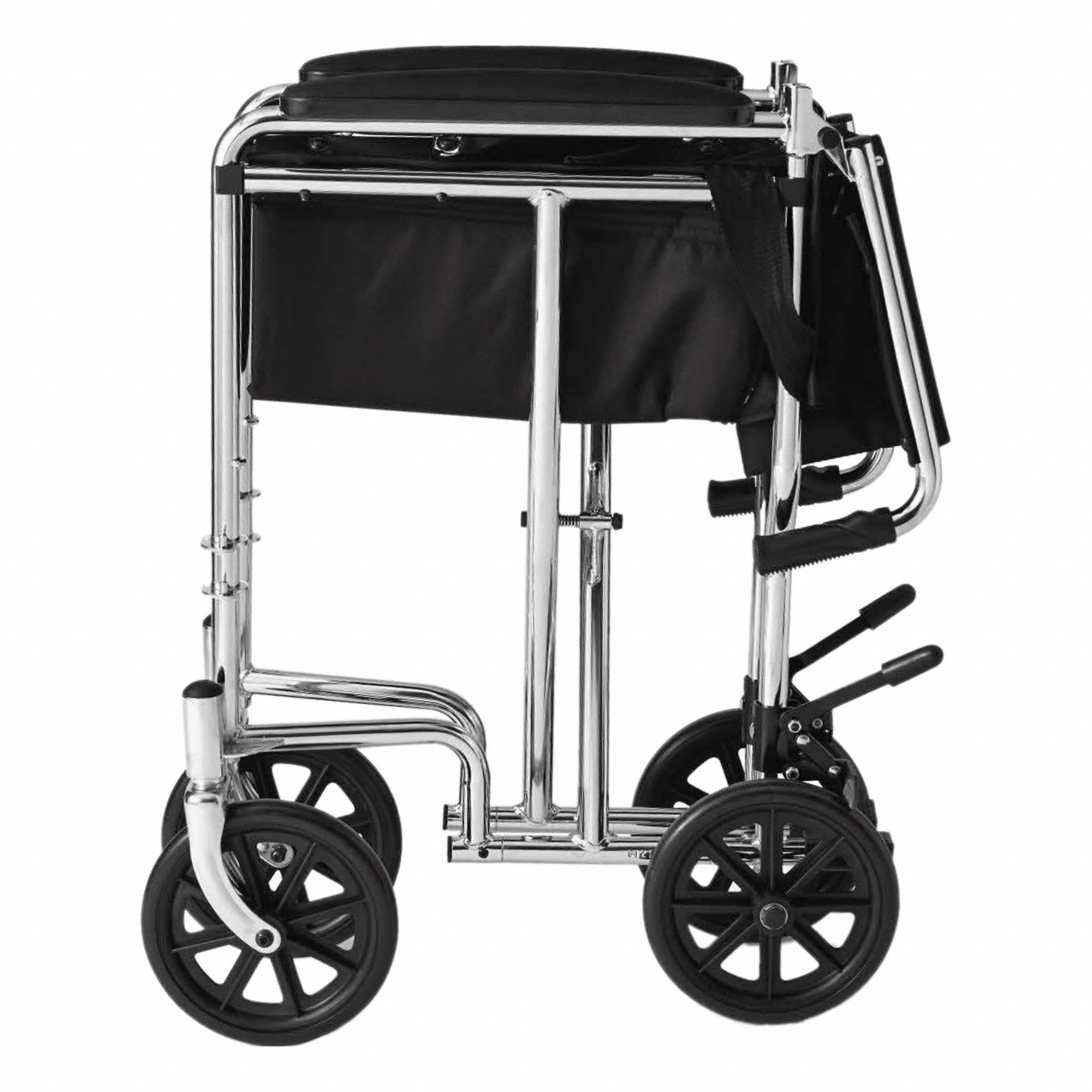 Wheelchair: 250 lb Wt Capacity, 19 in Seat Wd, 16 in Seat Dp, Nylon, 19 in Back Ht, Flat