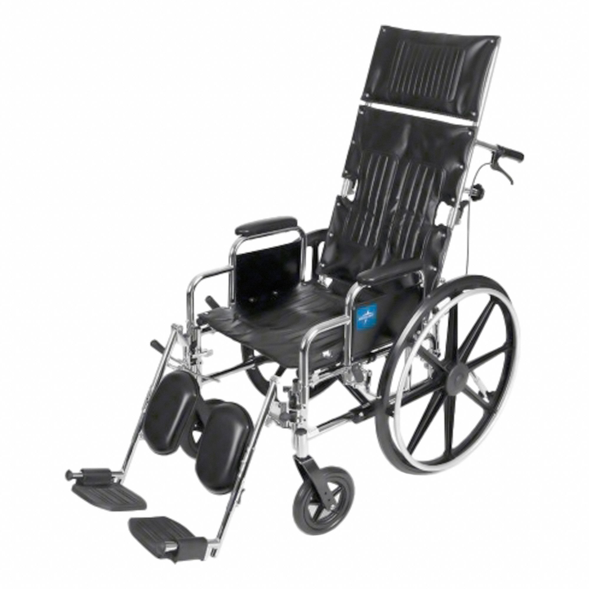 Wheelchair: 300 lb Wt Capacity, 18 in Seat Wd, 16 in Seat Dp, Nylon, 18 in Back Ht, Flat