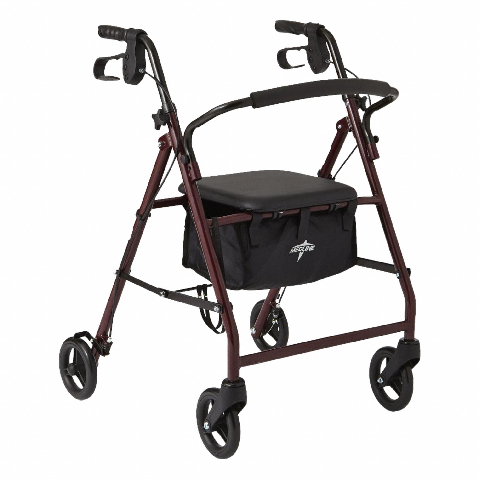 Rollator 250 lb Black Red 35 H