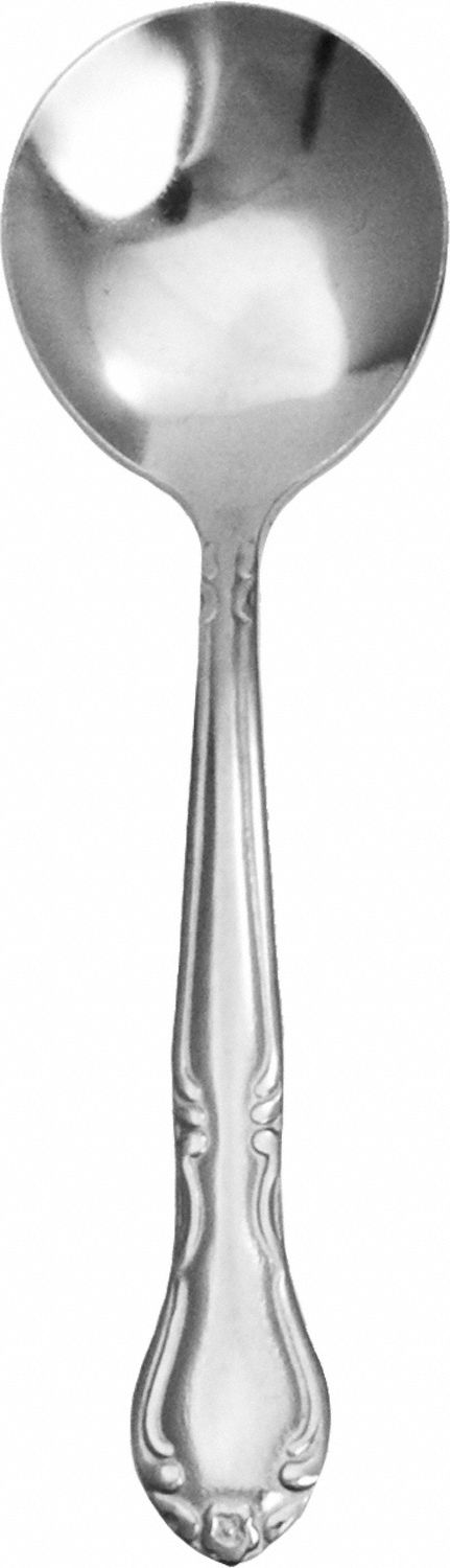 Bouillon Spoon: Melrose, 18/0, Stainless Steel, 6 1/8 in Overall Lg, Silver