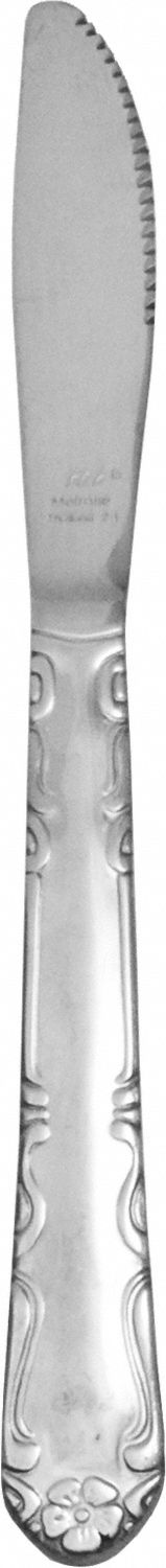 Dinner Knife: Melrose, 18/0, Stainless Steel, 8 5/8 in Overall Lg, Silver