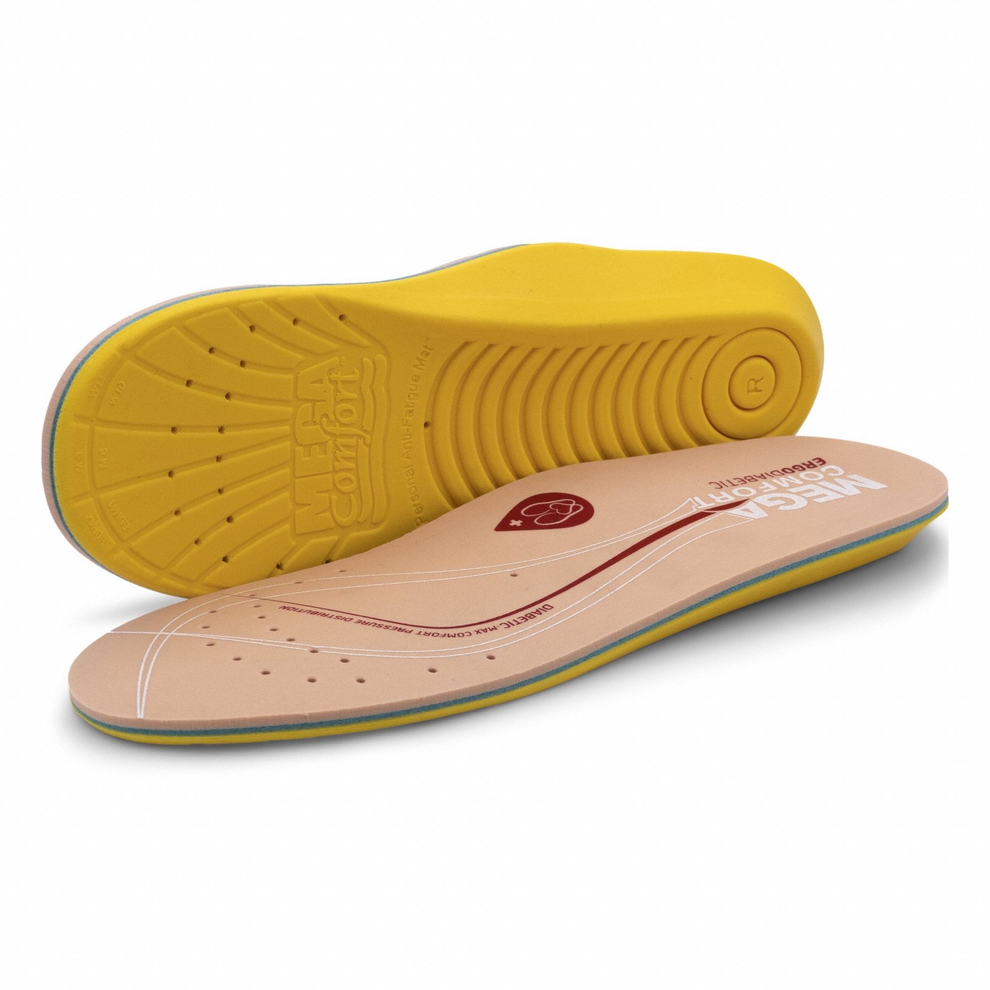Insole: Fatigue, Tan/Yellow, Medium, 2XL, Men's, Round, 1 PR