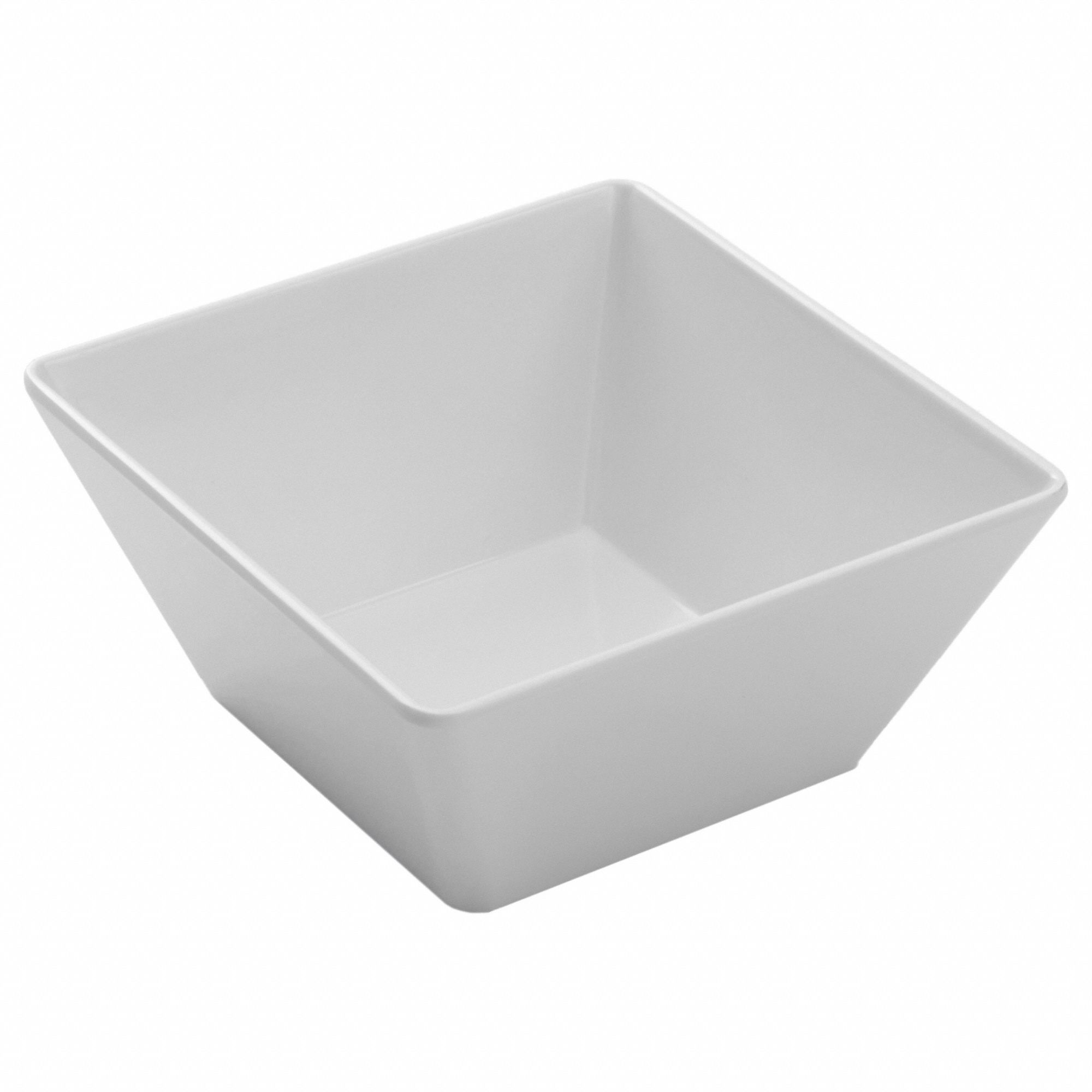 Melamine Bowl, Square, 7": 58 oz Capacity, Melamine, White
