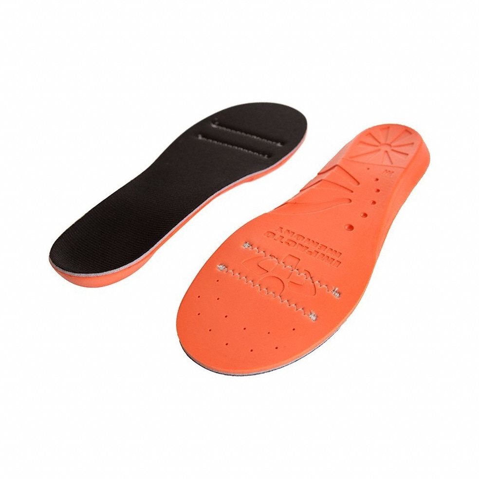 Insole: Fatigue, 10 to 11 For Shoe Size, Black/Yellow, 11 For Men's Shoe Size - Max, 1 PR