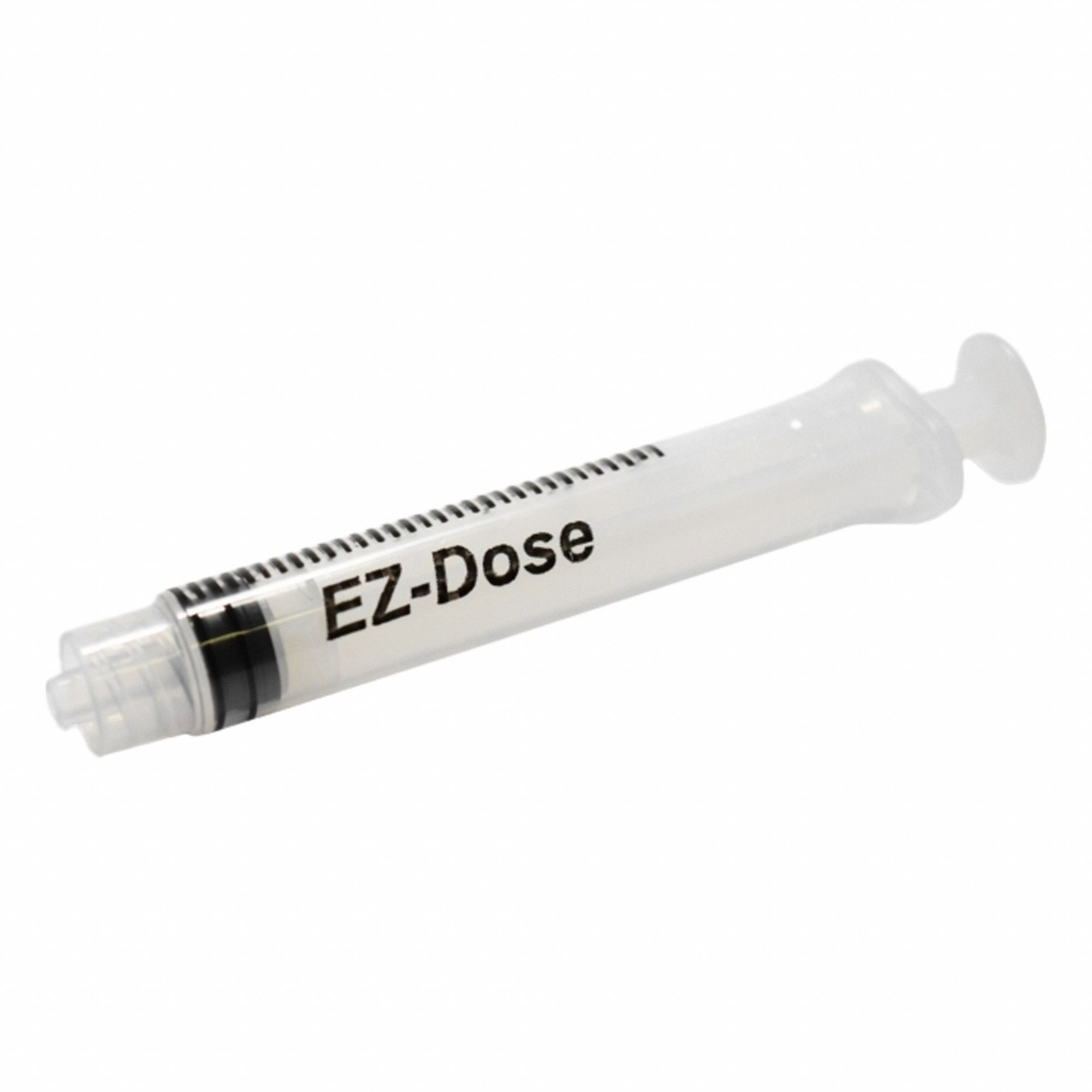 EZ DOSE Chromatography Syringe: 1 mL Capacity - mL, Luer Lock, Polypropylene, Polypropylene, Plastc (MPN MEZ1LL). Key specifications — Attachment Type: Luer Lock; Plunger Material: Plastc; Sterile/Non-Sterile: Sterile; Tip Material: Polypropylene; Barrel Material: Polypropylene; Brand: EZ DOSE; Compatible Needles: Luer Lock; Includes Needles: No.