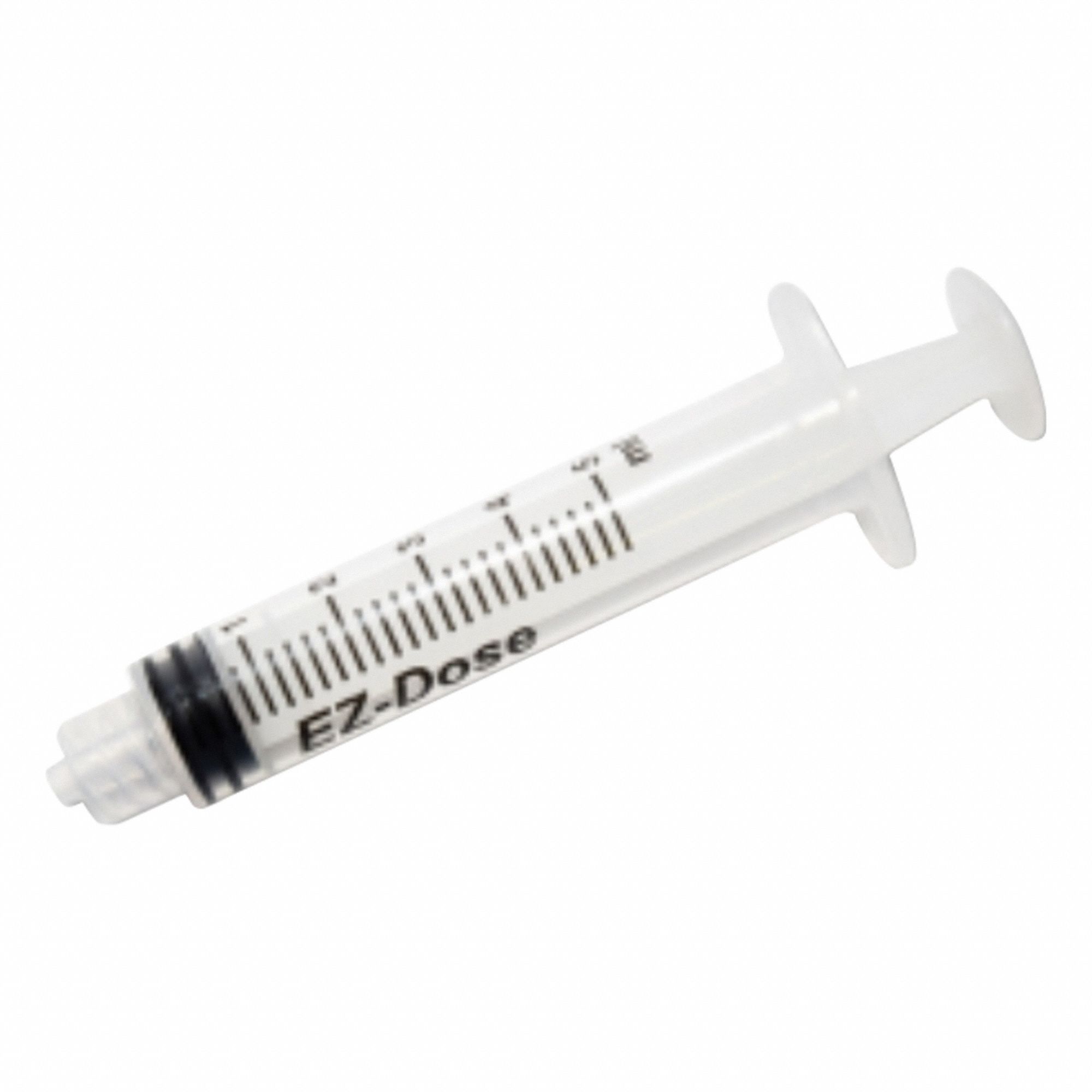 EZ DOSE Chromatography Syringe: 5 mL Capacity - mL, Luer Lock, Polypropylene, Polypropylene, Plastc (MPN MEZ5LL). Key specifications — Attachment Type: Luer Lock; Plunger Material: Plastc; Sterile/Non-Sterile: Sterile; Tip Material: Polypropylene; Barrel Material: Polypropylene; Brand: EZ DOSE; Compatible Needles: Luer Lock; Includes Needles: No.
