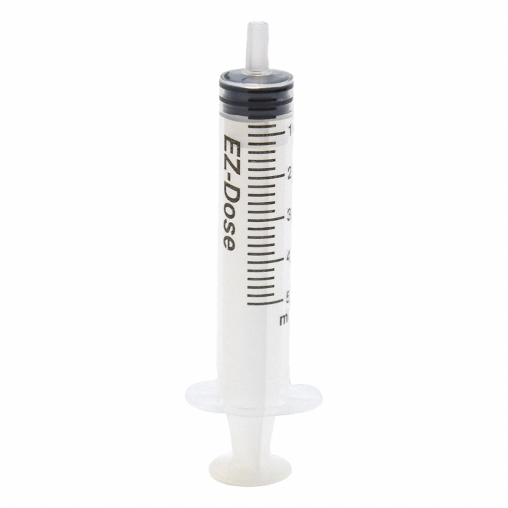 EZ DOSE Chromatography Syringe: 5 mL Capacity - mL, Luer Slip, Polypropylene, Polypropylene, Plastc (MPN MEZ5LS). Key specifications — Attachment Type: Luer Slip; Plunger Material: Plastc; Sterile/Non-Sterile: Sterile; Tip Material: Polypropylene; Barrel Material: Polypropylene; Brand: EZ DOSE; Compatible Needles: Luer Slip; Includes Needles: No.