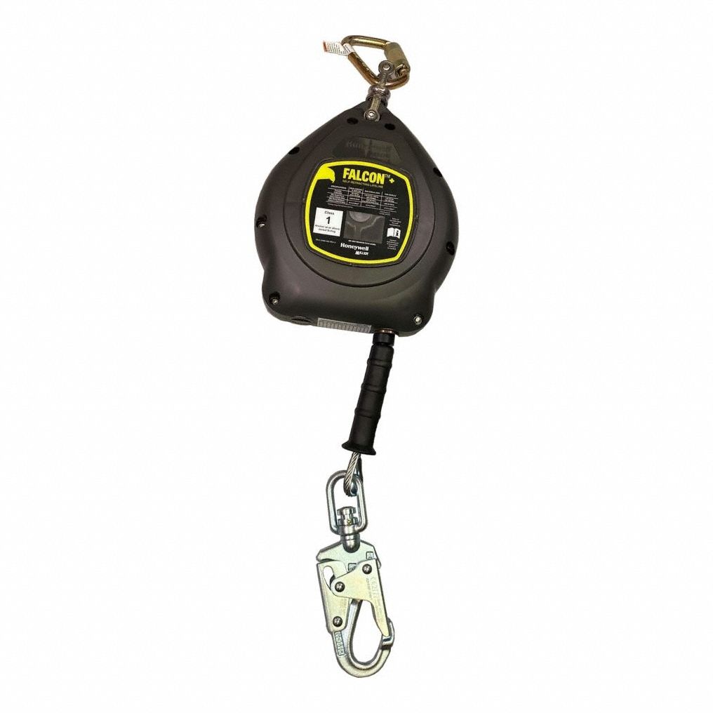 Self-Retracting Lifeline: Steel Swivel Snap Hook Anchor, Harness Steel Carabiner, 20 ft Line