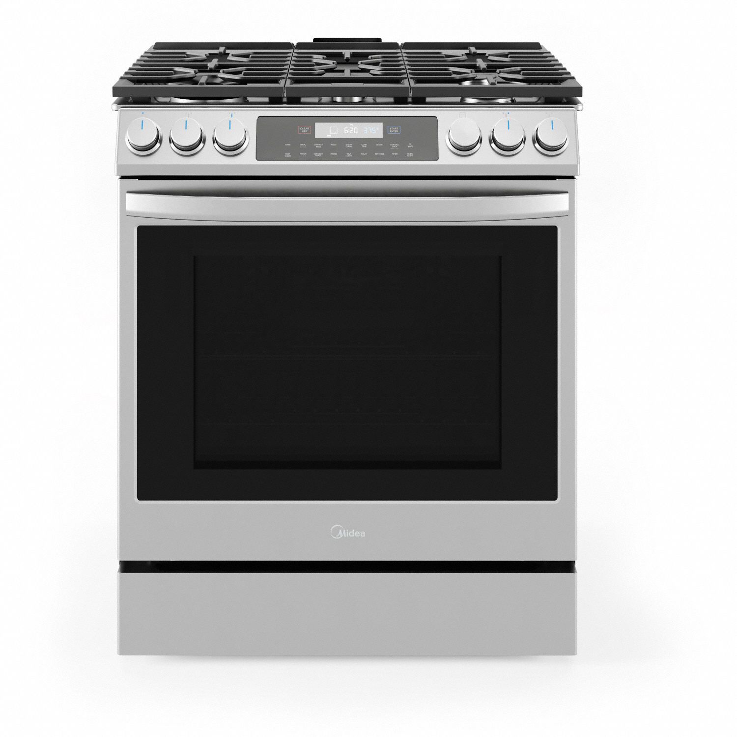 Range: Stainless Steel, Natural Gas, 5 Burners, ADA Compliant, Self Cleaning