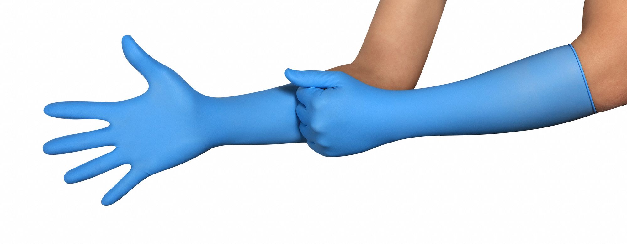 Disposable Gloves: Chemical-Resistant, 2XL ( 11 ), 7 mil, Powder-Free, Nitrile, Grain, 50 PK