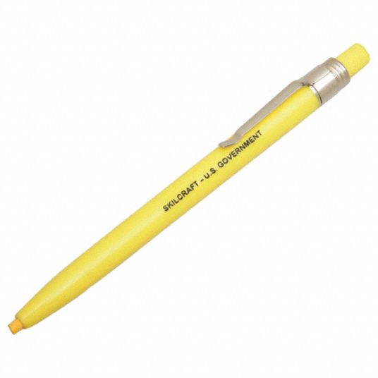 ABILITY ONE China Marker: Grease Pencil, 1/8 in Tip Wd, Ultra Fine, Yellow,  Wax, Yellow, 12 PK