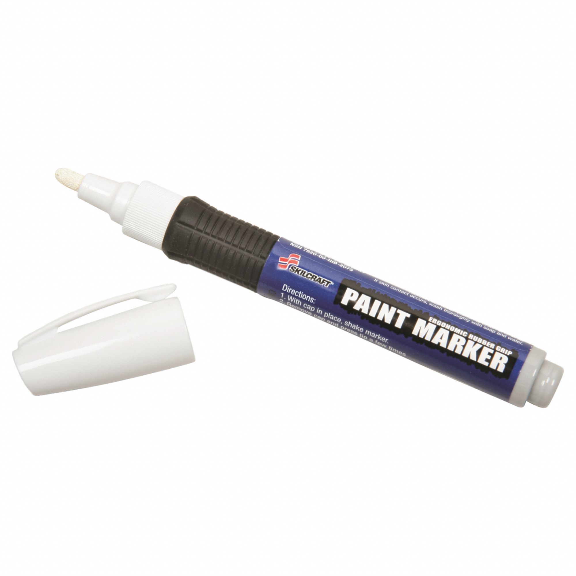 Liquid Paint Marker: 2 mm Tip Wd, Fiber, White, Point, 6 PK