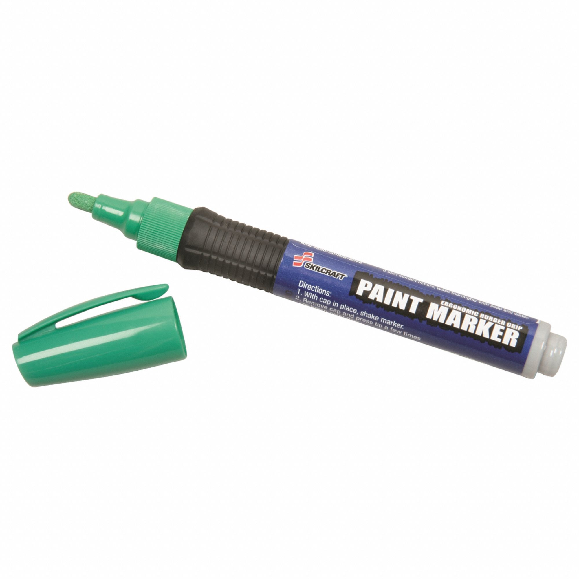 Liquid Paint Marker: 2 mm Tip Wd, Fiber, Green, Point, 6 PK