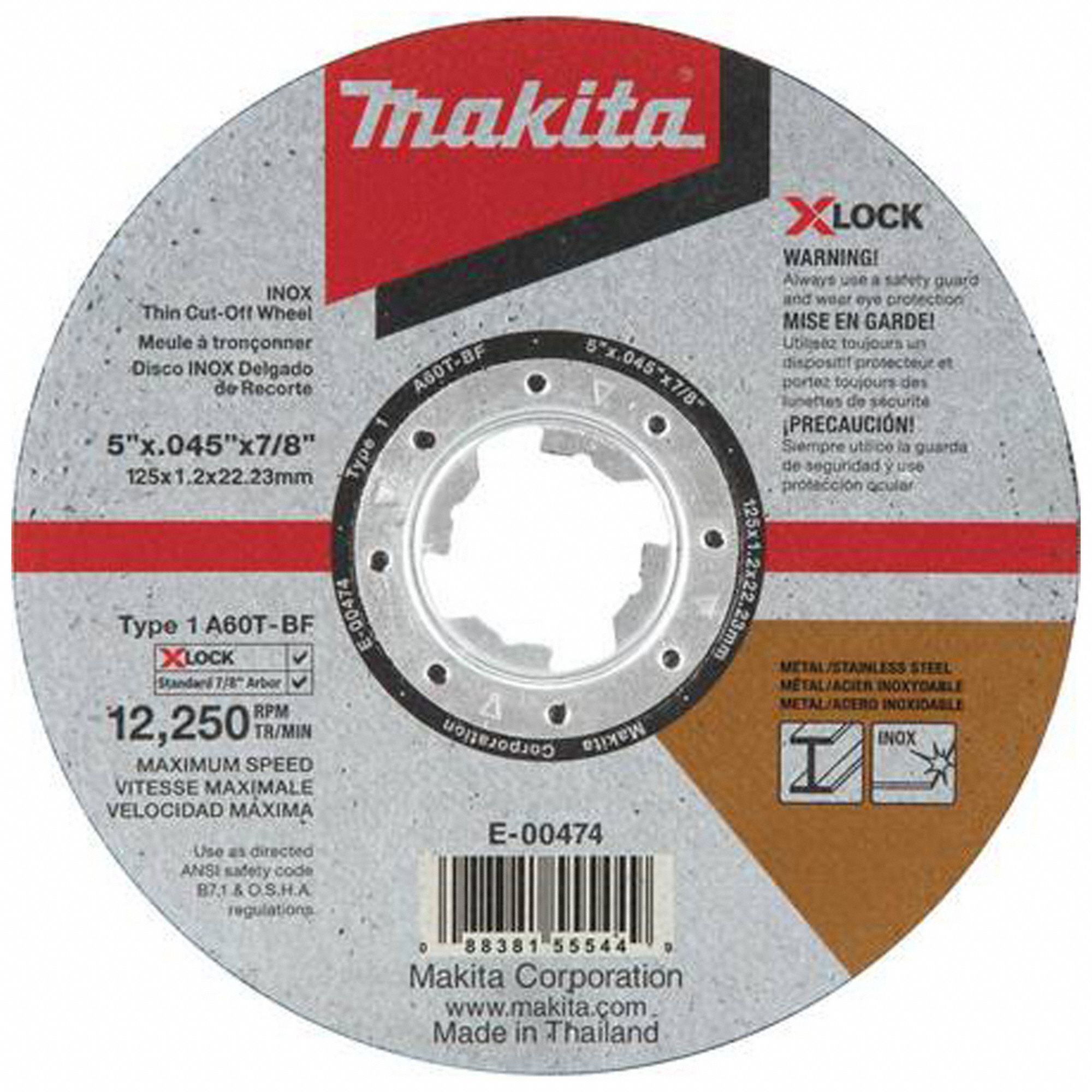 GRINDING WHEEL,5" DIA.,12250 MAX. RPM