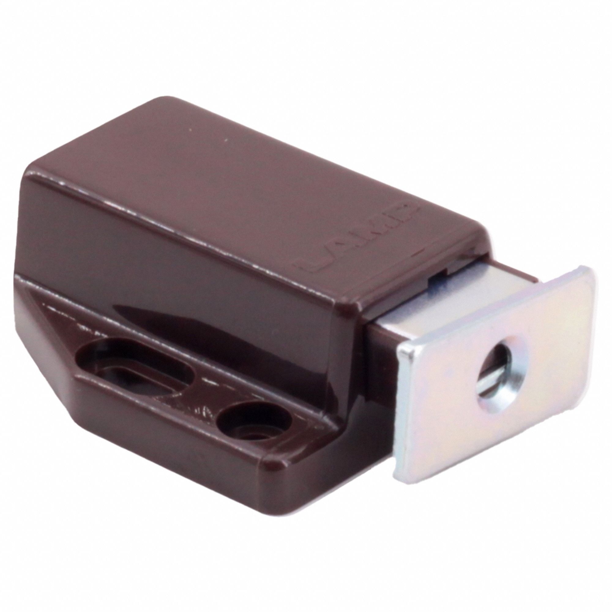 Door Catch: Plastic, Magnetic, 9/16 in Ht, 1 7/16 in Wd