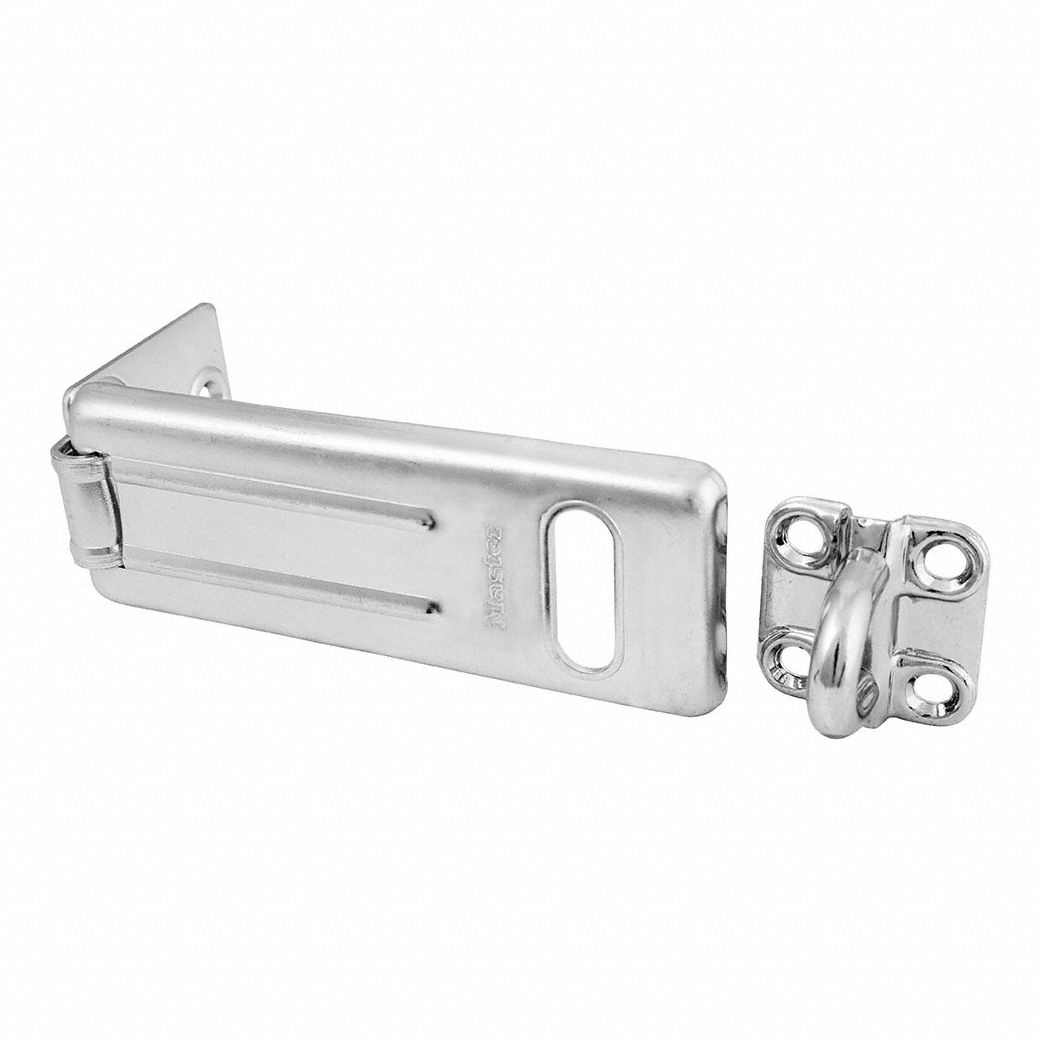 Hasp: Steel, 1/2 in Ht, 4 1/2 in Lg, 4 1/2 in Wd