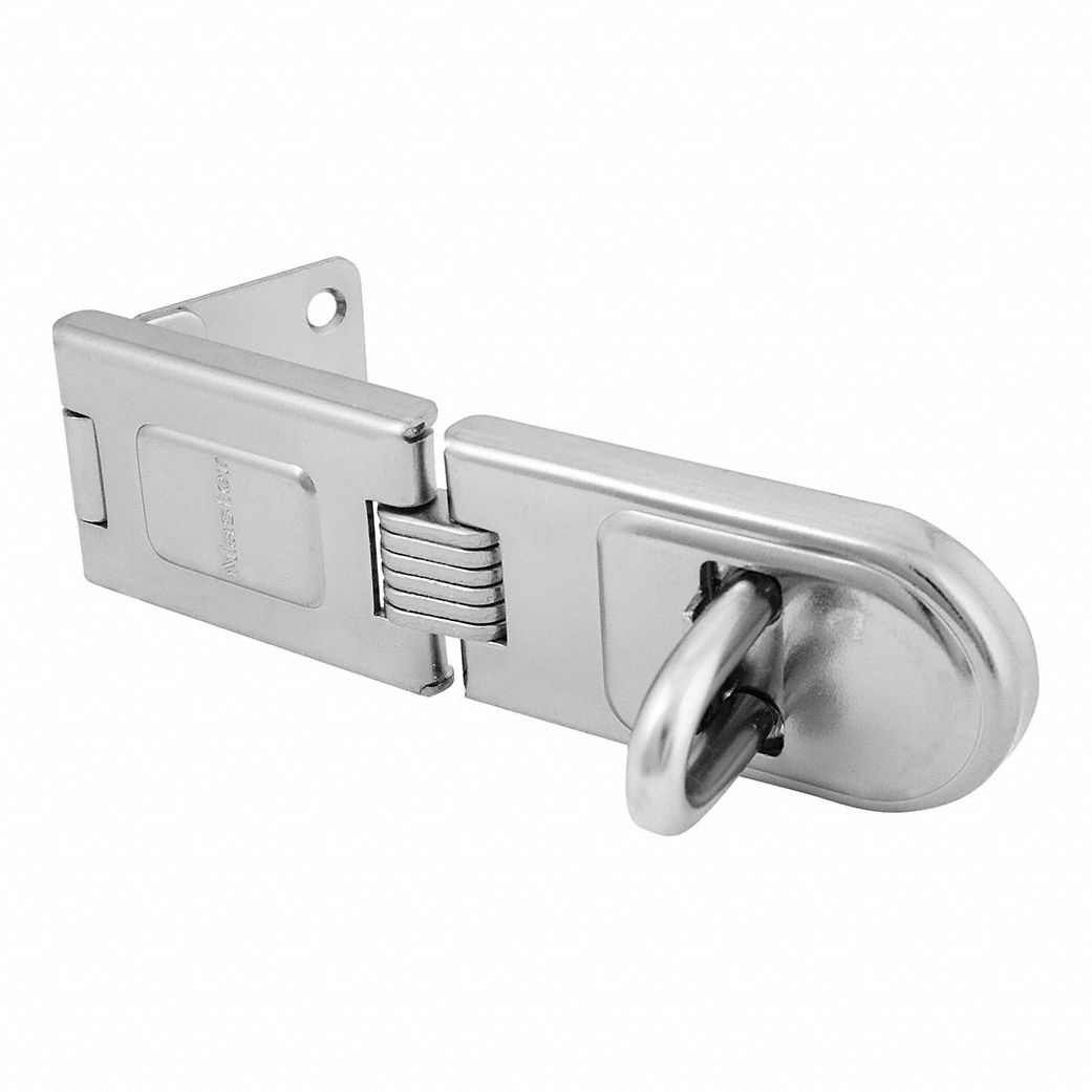 Hasp: Steel, 7/16 in Ht, 6 1/4 in Lg, 6 1/4 in Wd