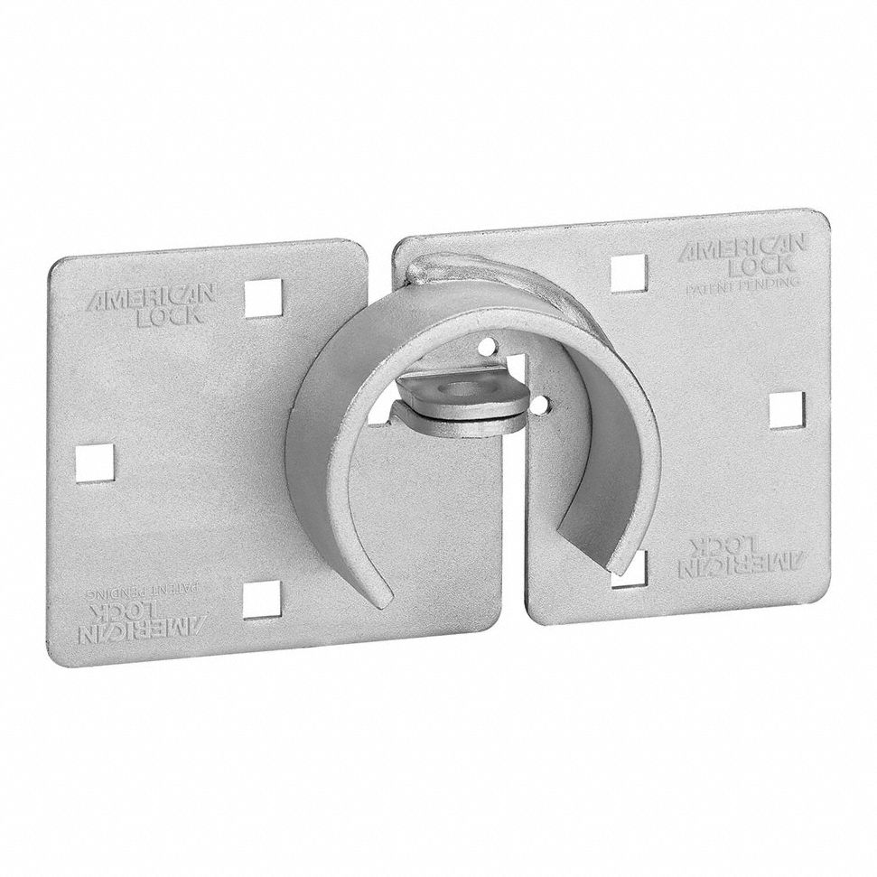 Hasp: Steel, 9/16 in Ht, 8 3/4 in Lg, 8 3/4 in Wd