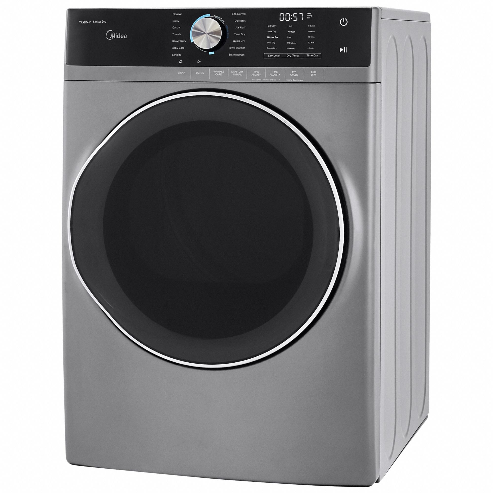 MIDEA Dryer Gas, Stainless Steel, 8 cu ft Capacity, Stackable 794GD9