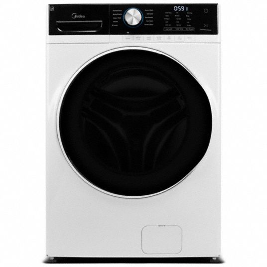 MIDEA Washer: White, 4.5 cu ft Capacity, Front Load, Stackable, Energy ...