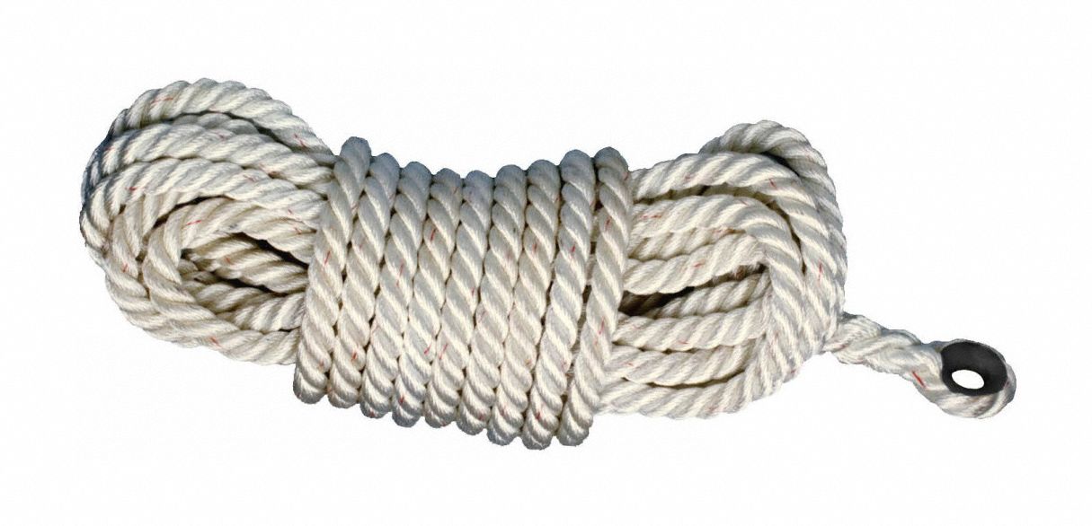 VERTICAL ROPE LIFELINE, NYLON, W/THIMBLES, 50 FT LENGTH