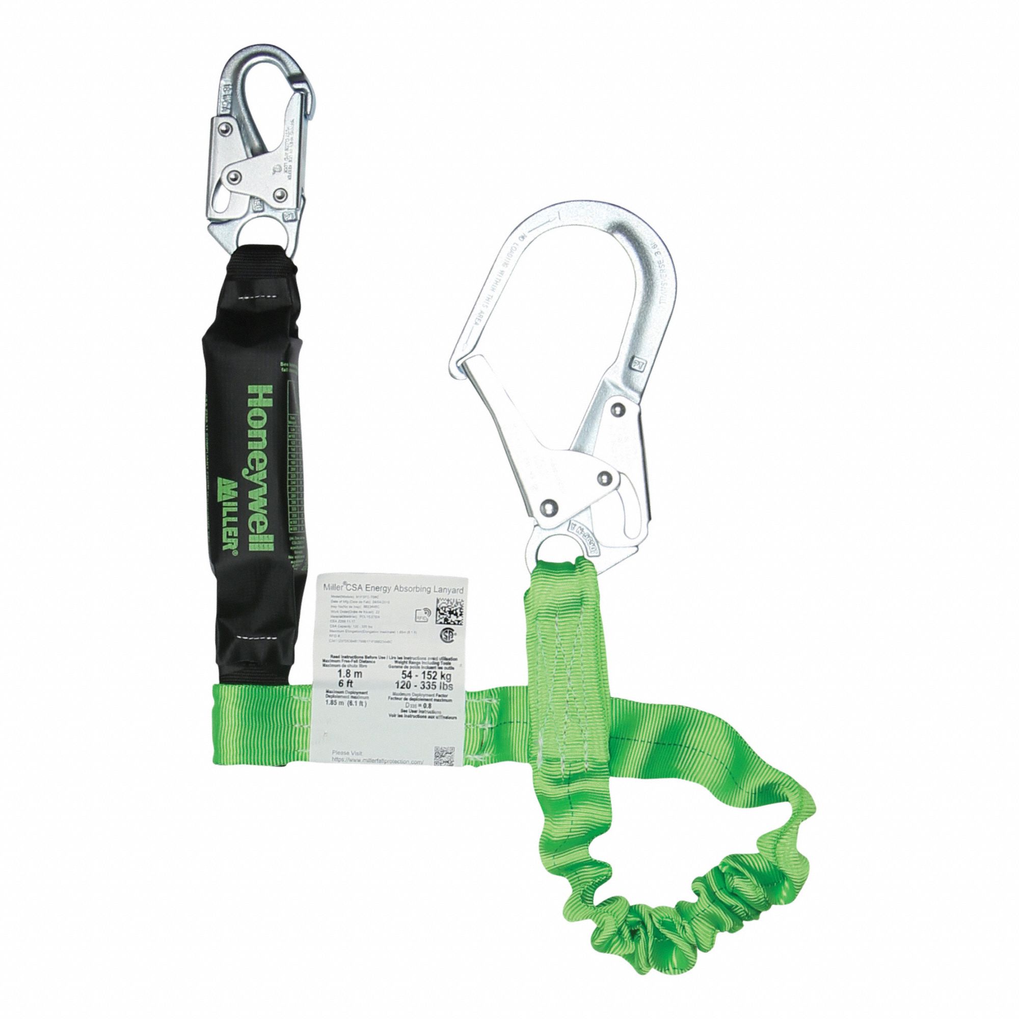 LANYARD, BLACK, POLYESTER, 6 FT MAX WORKING LENGTH