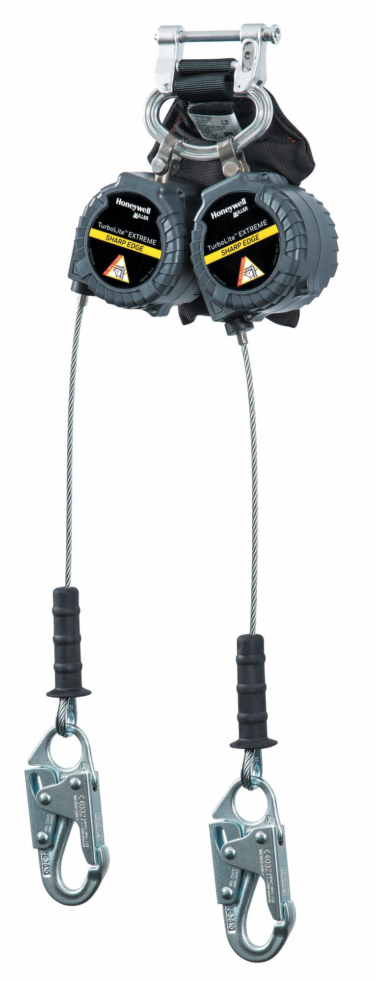 SELF-RETRACTING LIFELINE, 2 LEGS, VISUAL LOAD INDICATOR, 420 LBCAP, GREY, 6 FT